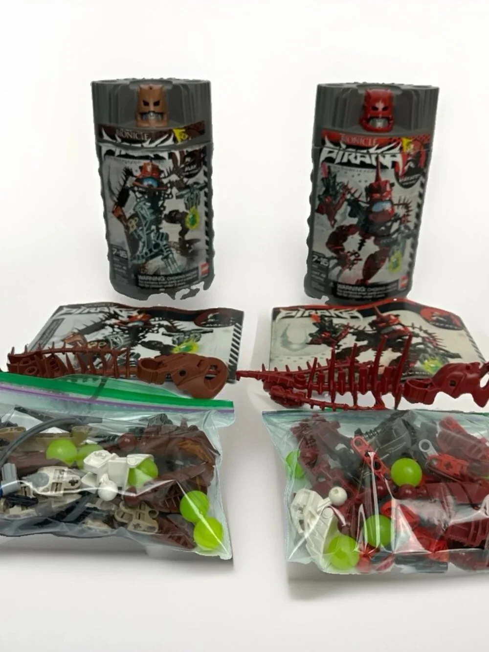 LEGO BIONICLE Piraka Complete Lot of 2 (8901 & 8904) w/ Canisters, Manuals & Zam